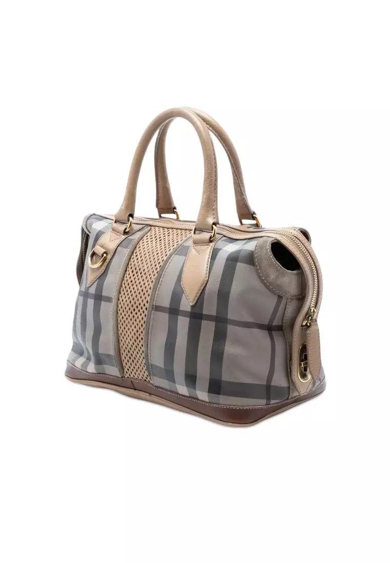 Pre-Loved Burberry Smoke Check Coated Canvas Gilmoure Satchel