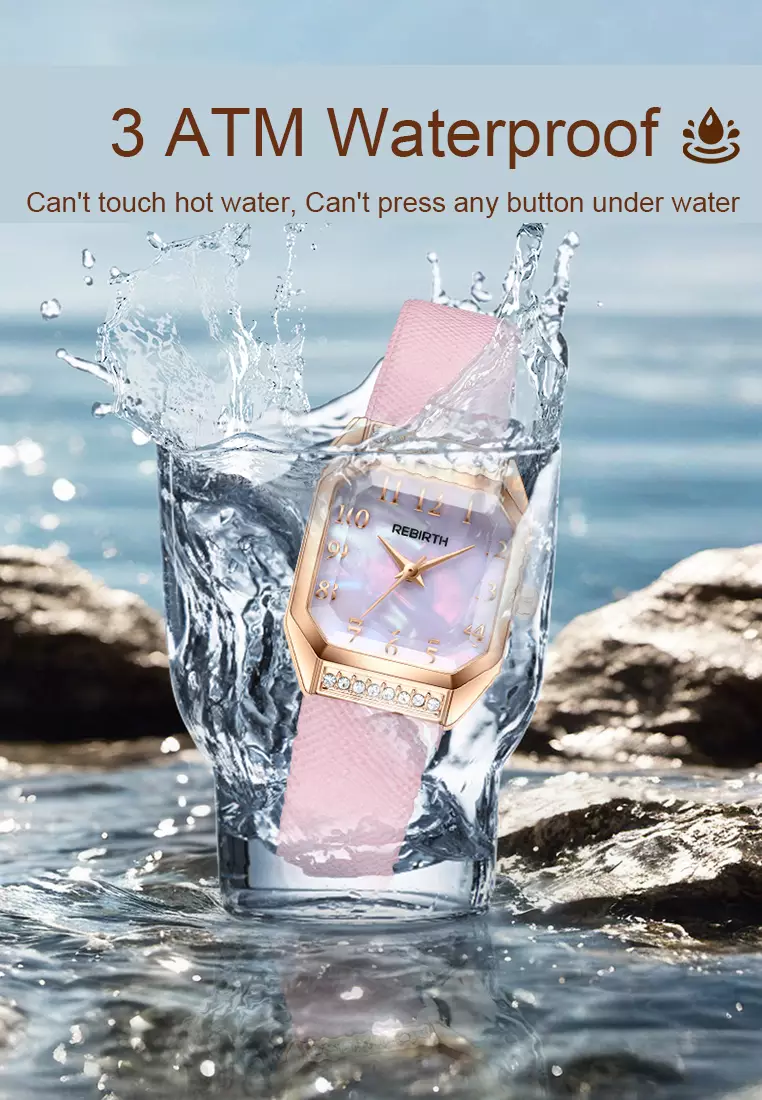 Jam Tangan Wanita Korea Fashion Anti Air Original Tali Kulit Jam Tangan Cewek pinkwhite