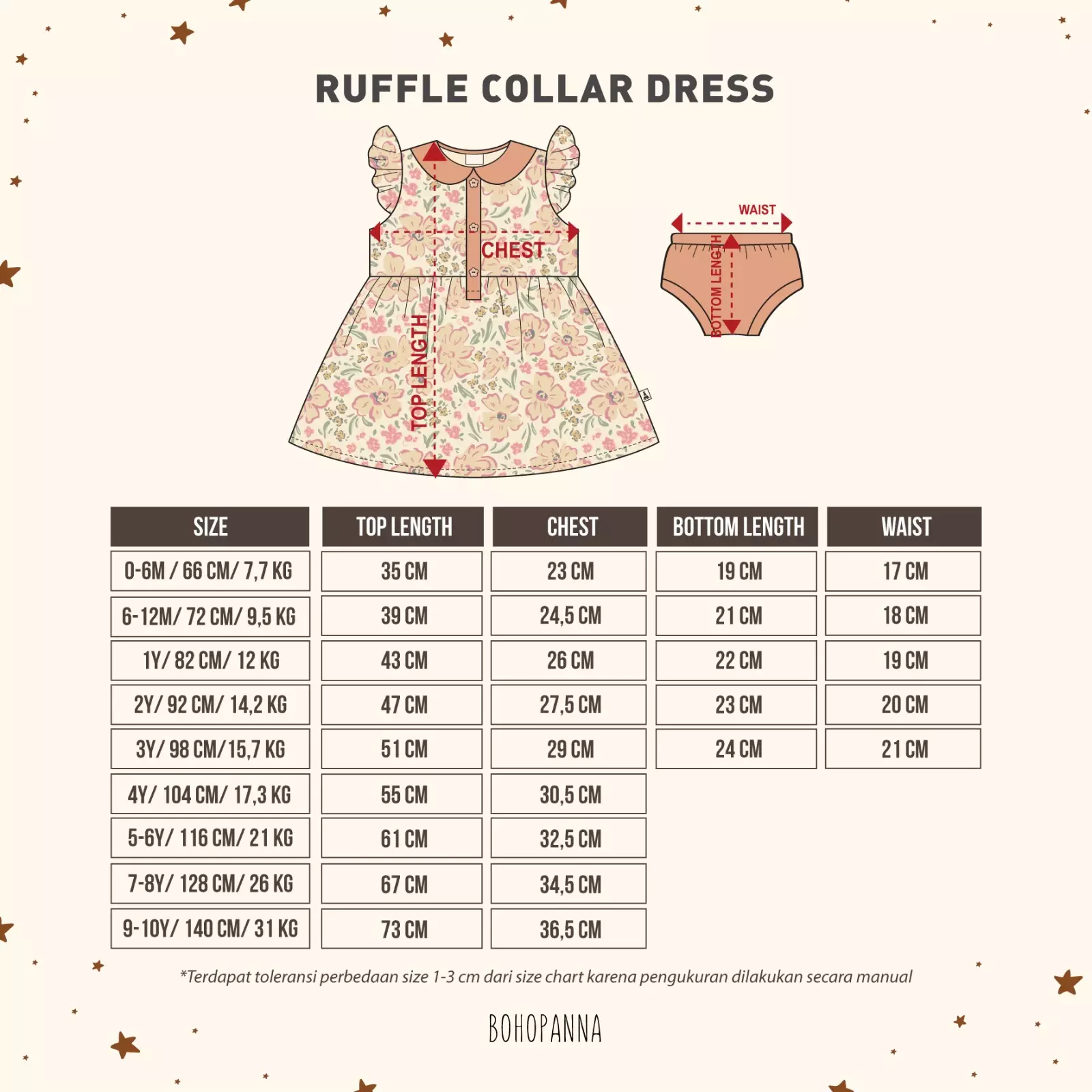 BOHOPANNA - RUFFLE COLAR DRESS - DRESS ANAK PEREMPUAN -ROSALIE