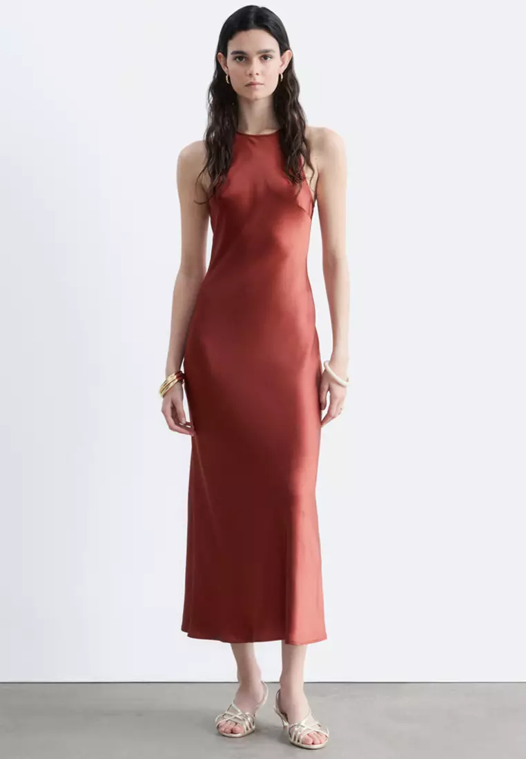 Sleeveless Satin Midi Dress