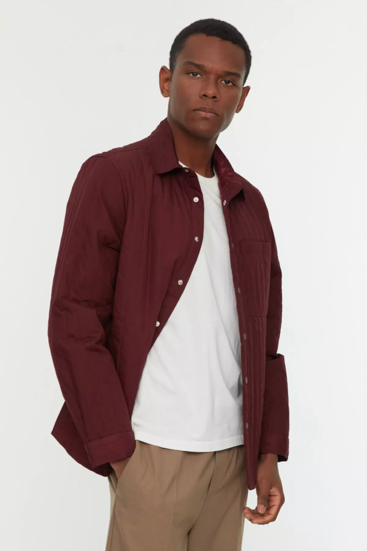 Maroon deals quilted jacket