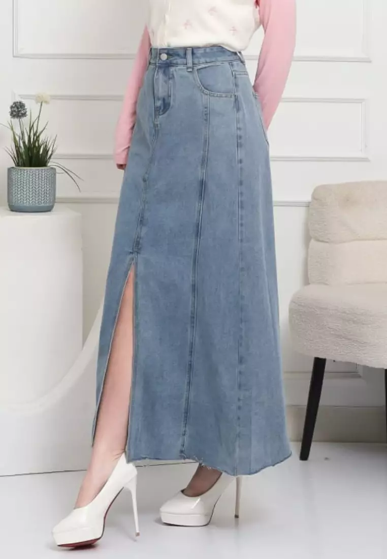 Gresella Skirt Slit in Blue