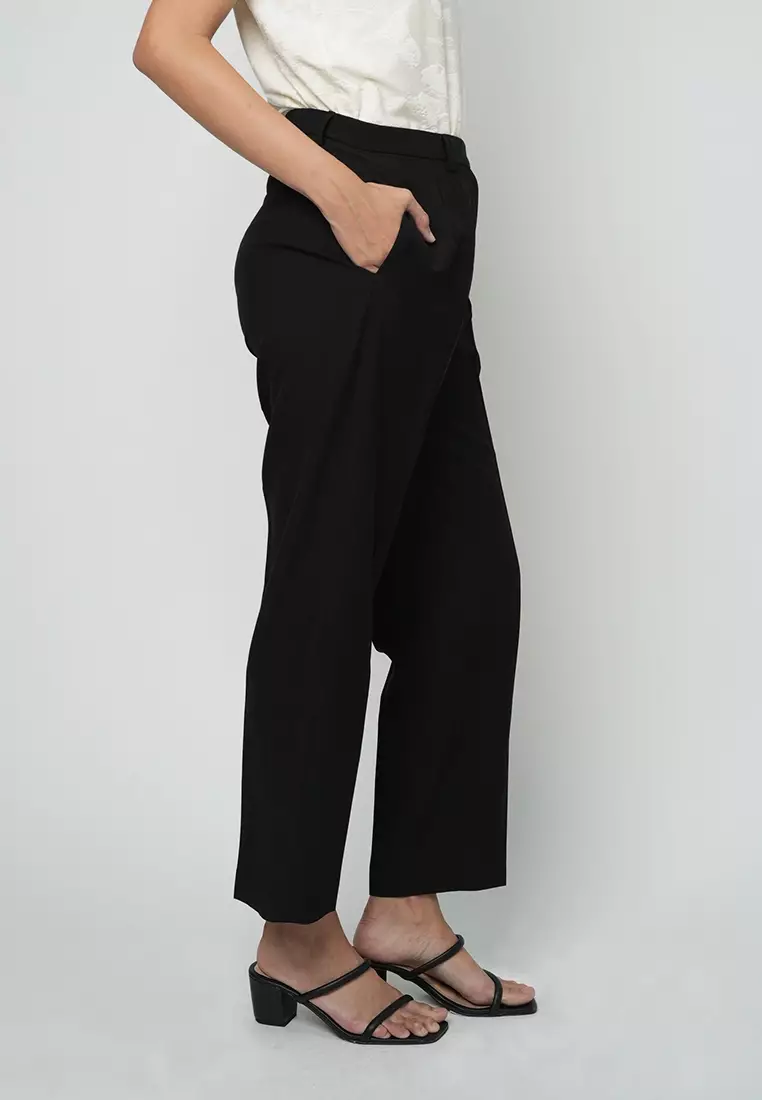 Kaydence Slim Pants with a Button Tab opening in the Waistband