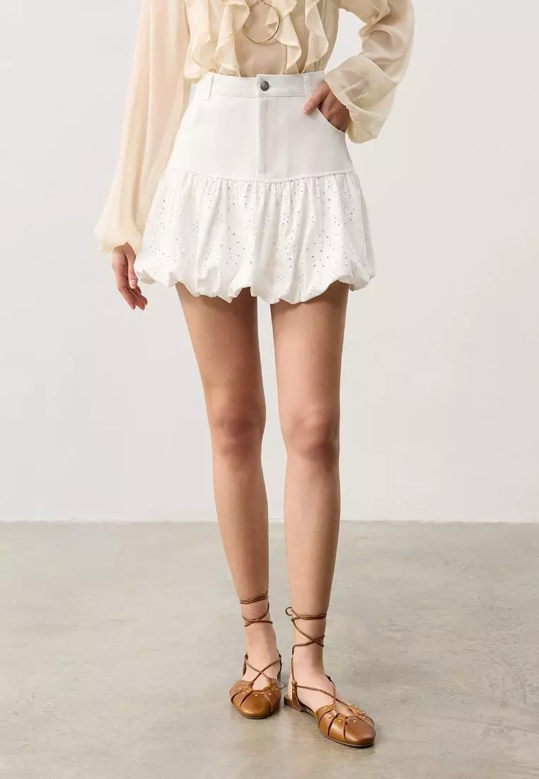 Eyelet Bubble Skirt
