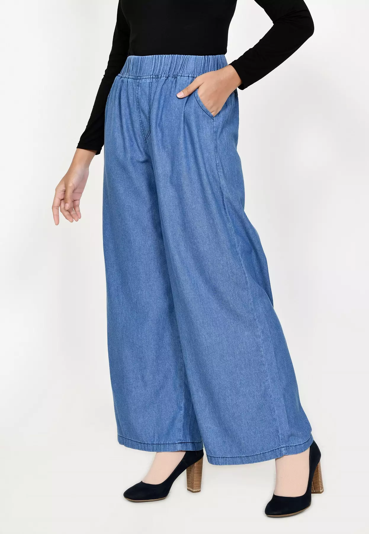 BUY 1 GET 1 FREE Denim Palazzo Kelly LIGHT BLUE + Kulot Korduroy HIJAU