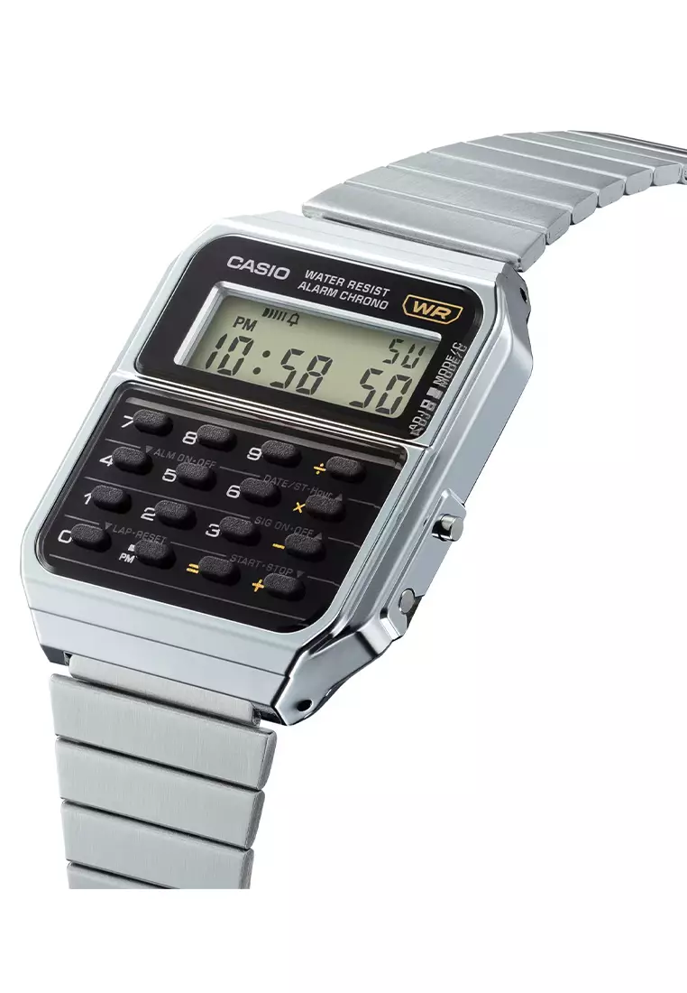 Casio Vintage Calculator Watch - Jam Tangan Digital Unisex - CA-500WE-1A - Stainless Steel