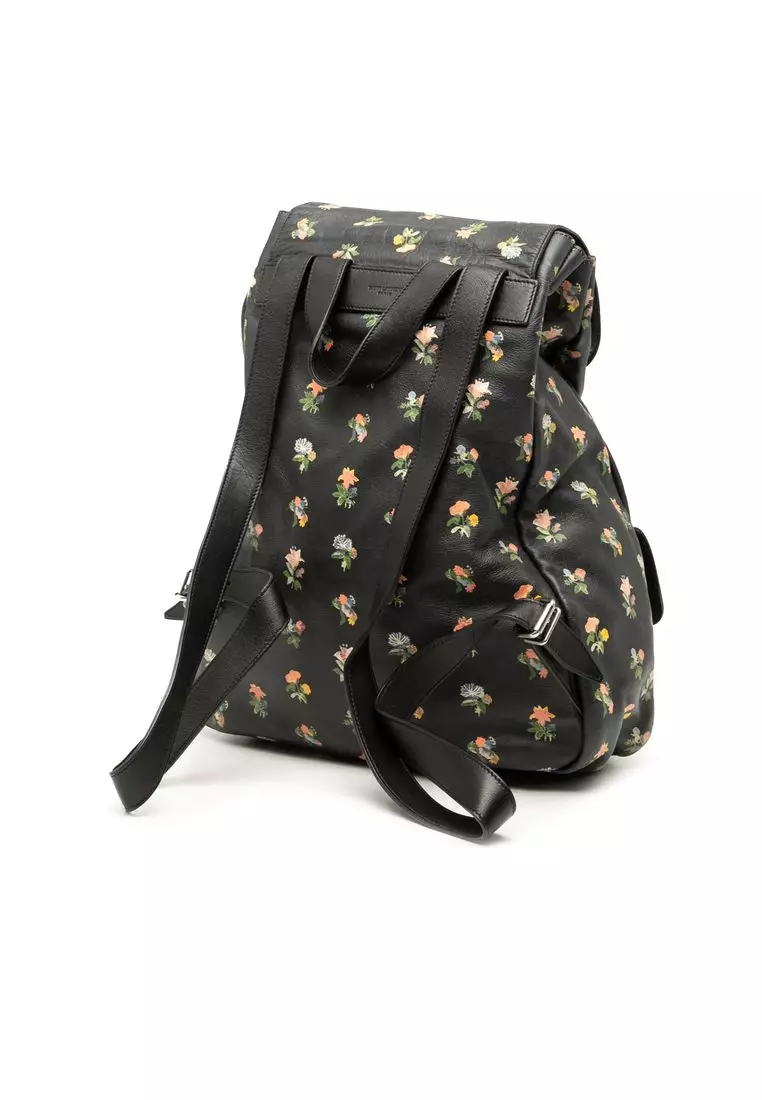 Pre-Loved Saint Laurent Leather Prairie Floral Printed Festival Backpack