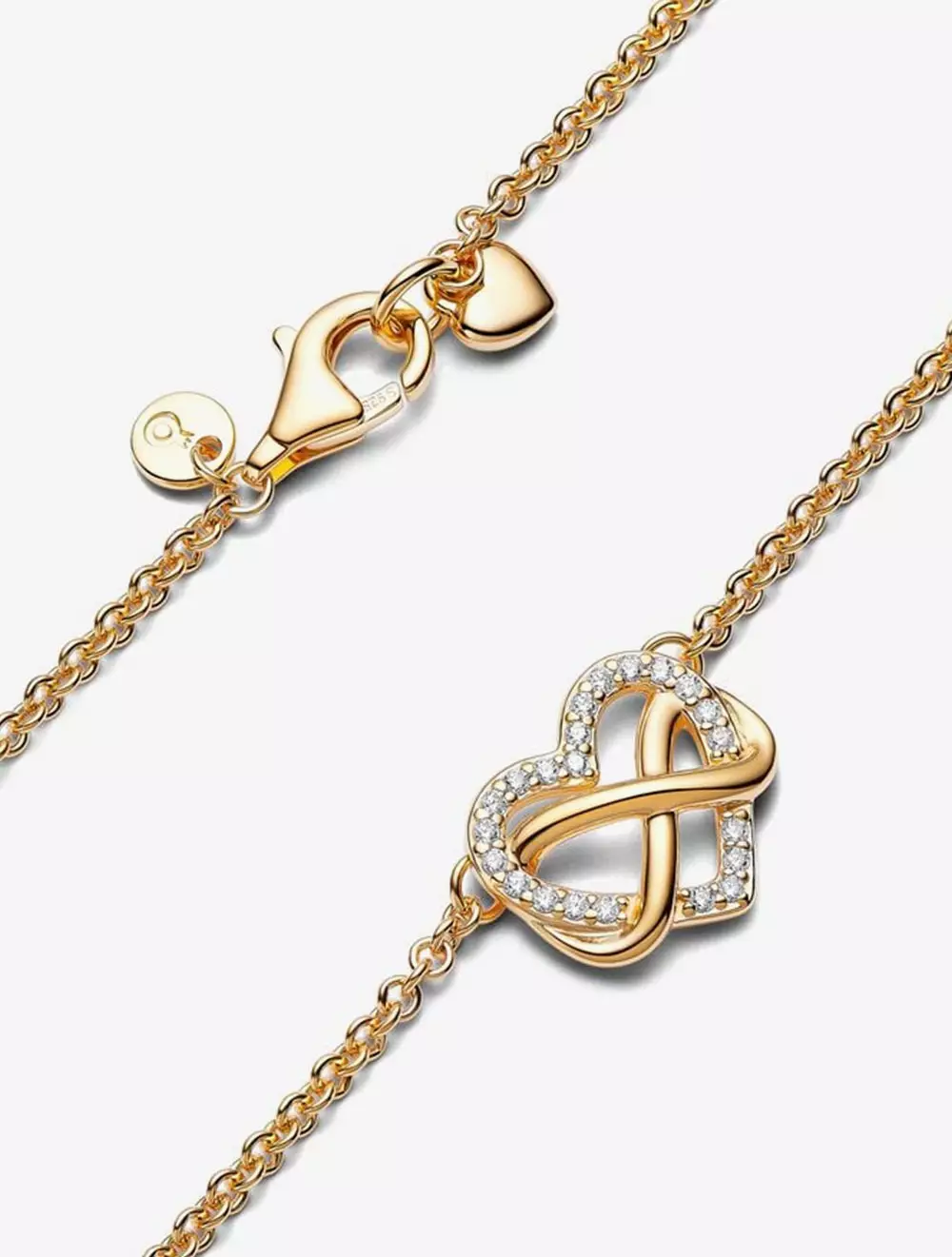 Infinity heart 14k gold-plated necklace with clear cubic zirconia