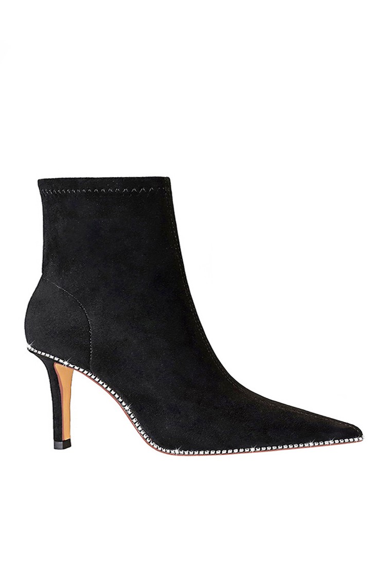 VANSA Pointed Toe Synthetic Suede Chain Ankle Boots VSW-B18382