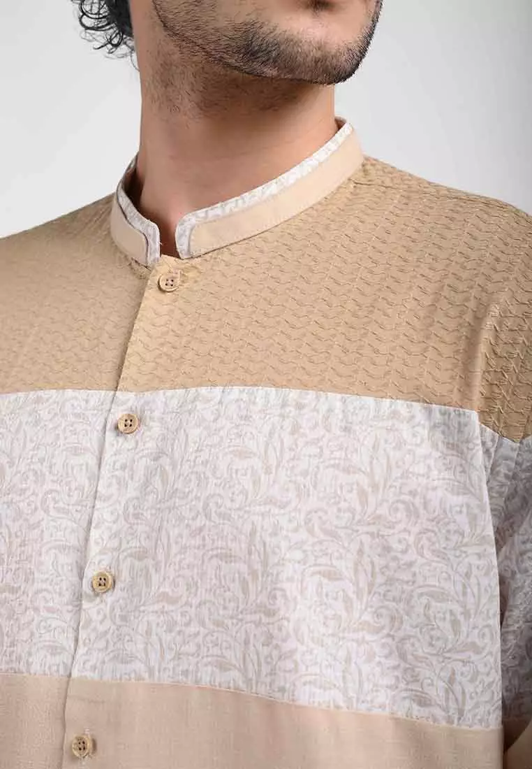 MANZONE Gamis Pria Lengan Panjang Pria FARIZ -  BEIGE Warna BEIGE
