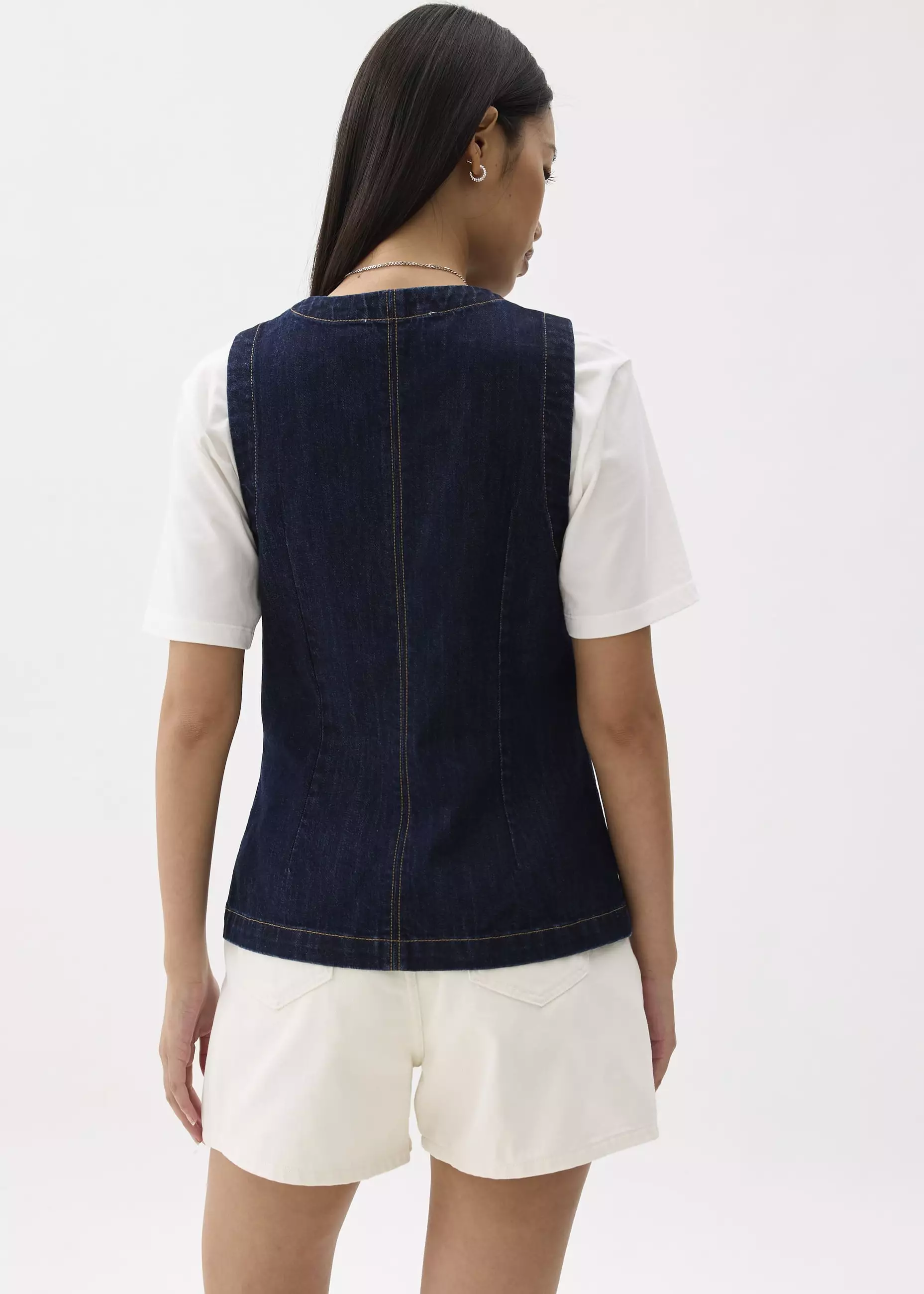 Vest Wanita - Denim Contrast Stitch Vest