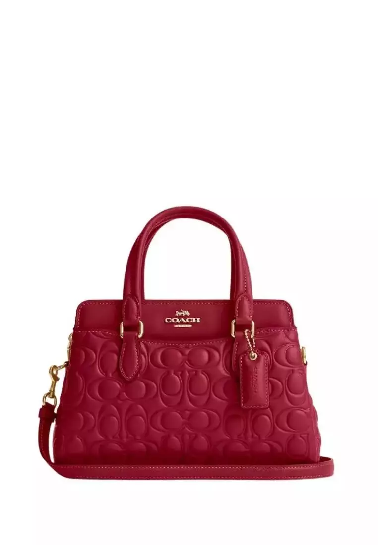 Jual Coach Coach Mini Darcie Carryall With Signature Leather Cherry ...