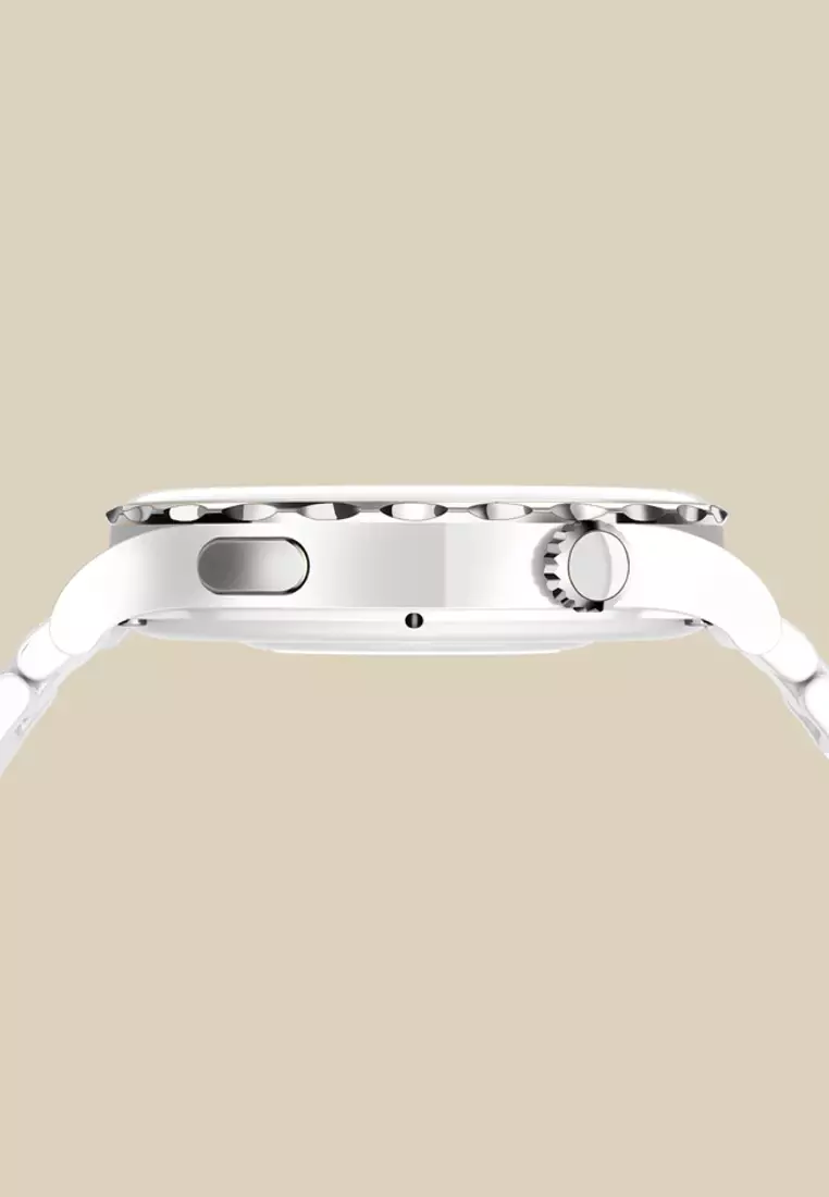 Unisex IOS/Android White SmartWatch + 1 Free White Rubber Strap