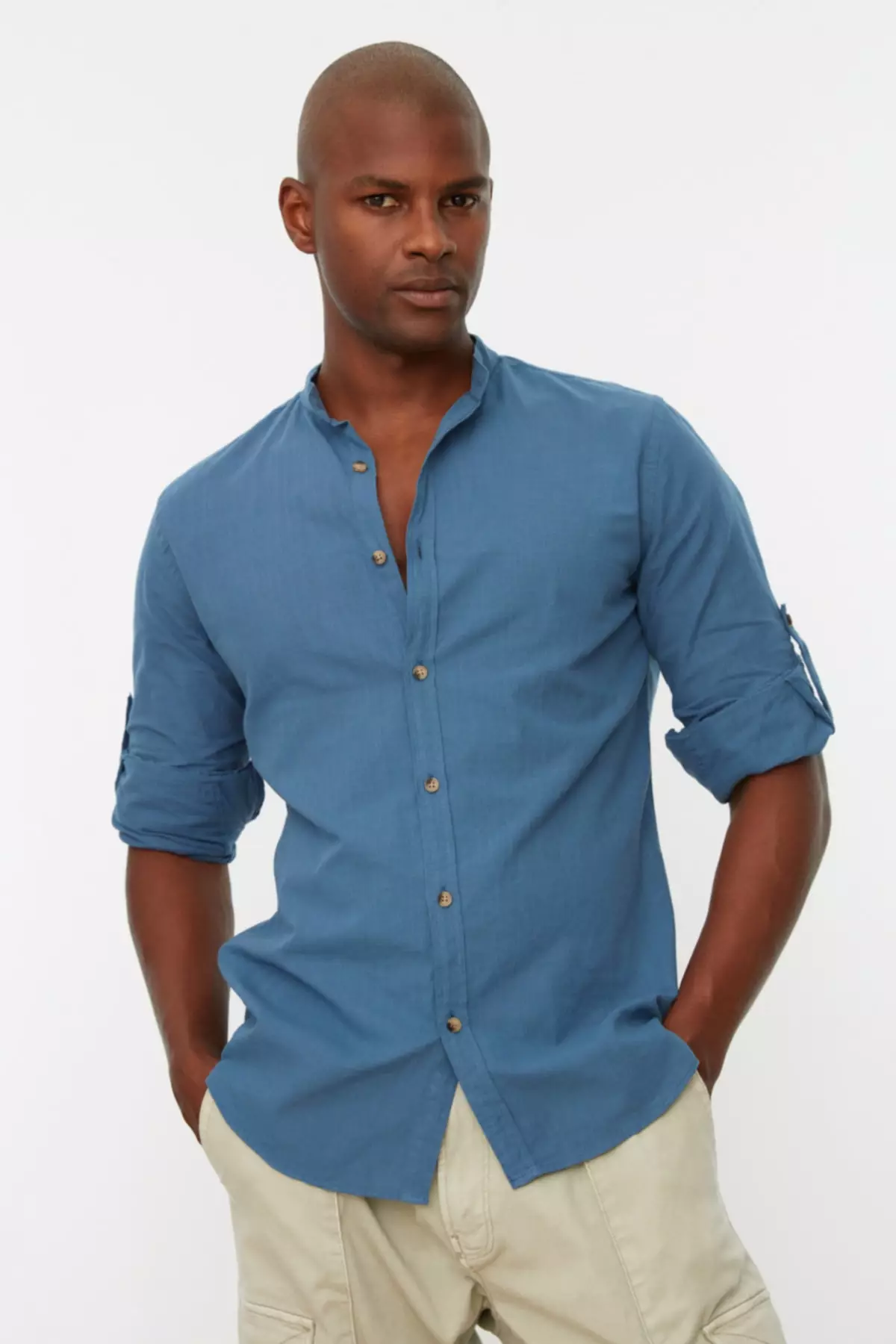 Slim Fit Grandad Collar Shirt