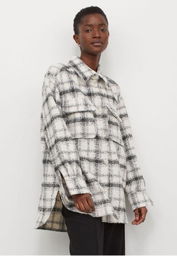 H&M white and multi Checked Shirt Jacket BC362AA43BE5CCGS_1