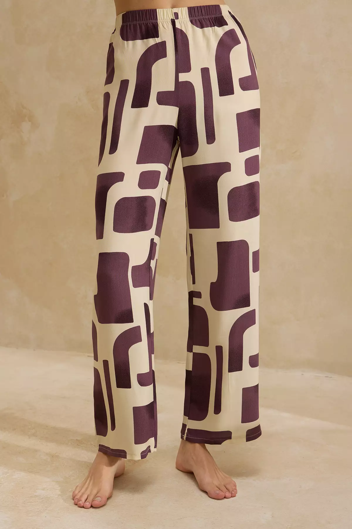 Multi Color Geometric Pattern Viscose Woven Pajamas Set Thmss26Pt1