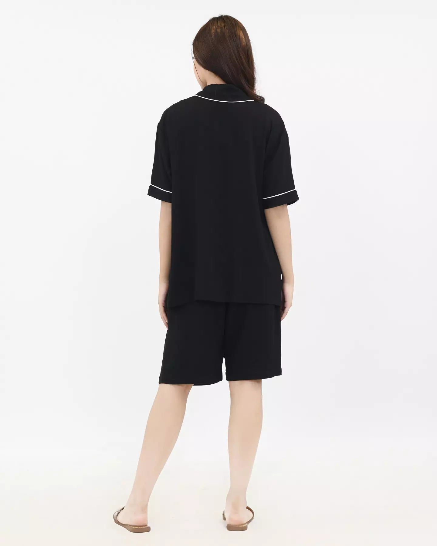 BUNDLING 2 PCS Piyama Couple Basic - HITAM Pria Wanita Size L-XXL