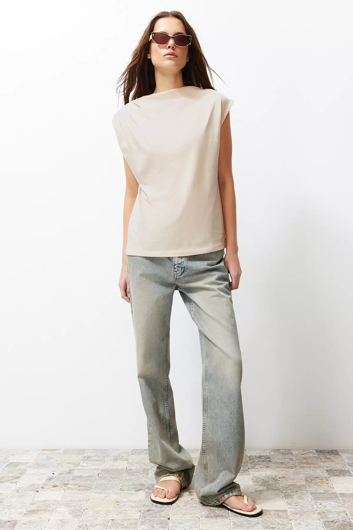 Cotton Boat Neck Top