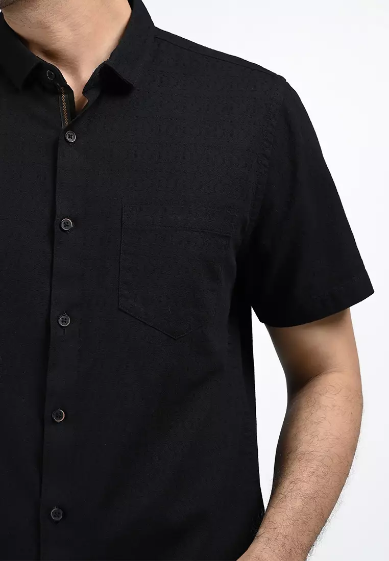 MOC Kemeja Lengan Pendek Pria POMPEY-BLACK