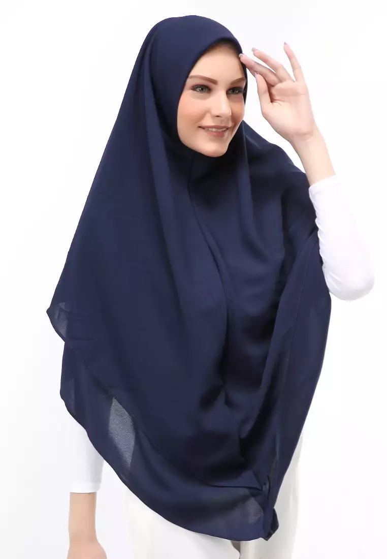 Layla Jilbab Syar'i Jumbo Motif Polos Relaxed Fit - Navy