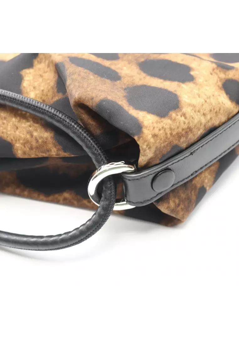 Pre-Loved CHRISTIAN LOUBOUTIN Backpack rucksack knapsack leopard Nylon leather Brown black purse