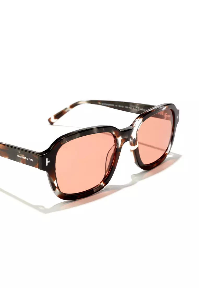 HAWKERS Red Obsidian Sandstone TWIST Sunglasses for Men and Women, Unisex. UV400 Protection. Official Product designed in Spain