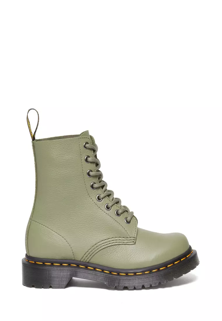 Discount on Dr. Martens  shoes - SKU: 1460 Pascal Virginia Leather Boots Olive Green Women