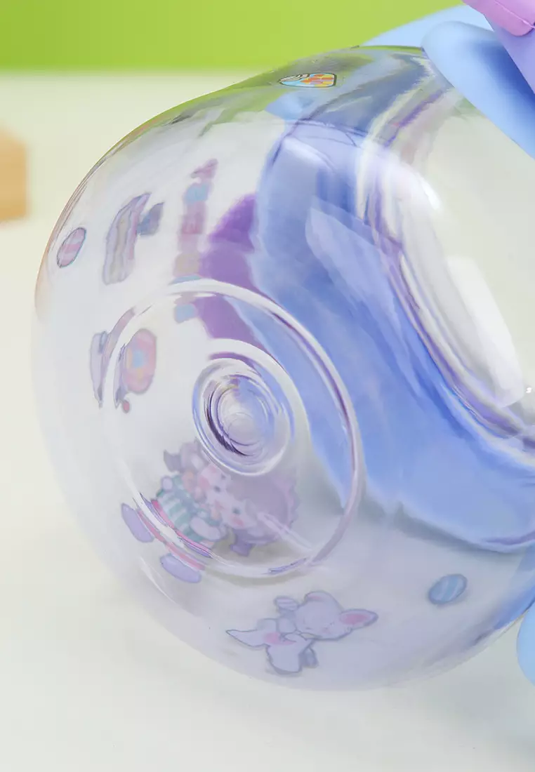 Wakakids Botol Minum Plastik Transparan Bentuk Gelas Gagang Karakter Lucu Charm 2 Cara Minum 680ml K3033 Venrc Hijau