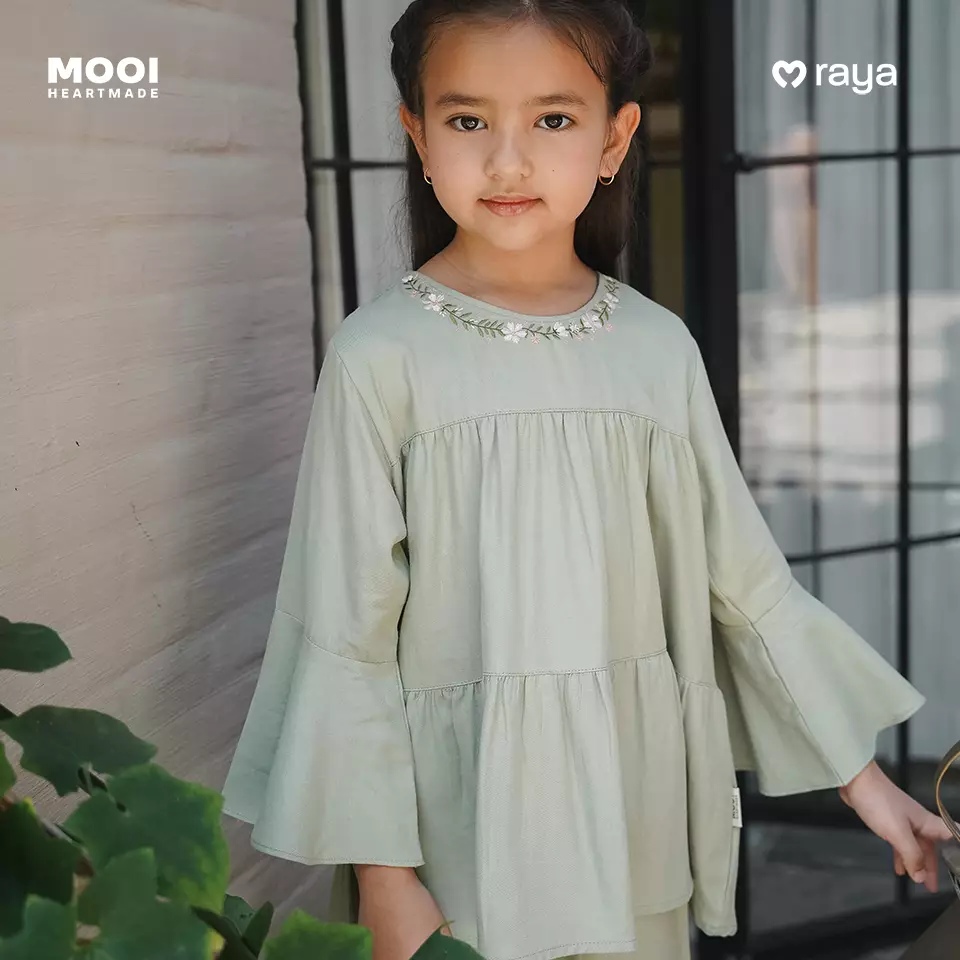 Mooi Setelan Anak Perempuan Raya Collection Nuha Tunik Set - Camel Brown