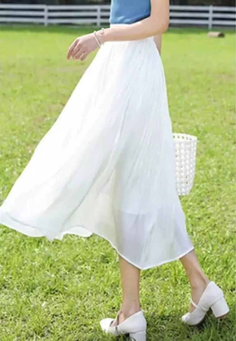 Twenty Eight Shoes VANSA Pearly Yarn Pleated Skirt VCW Sk18588
