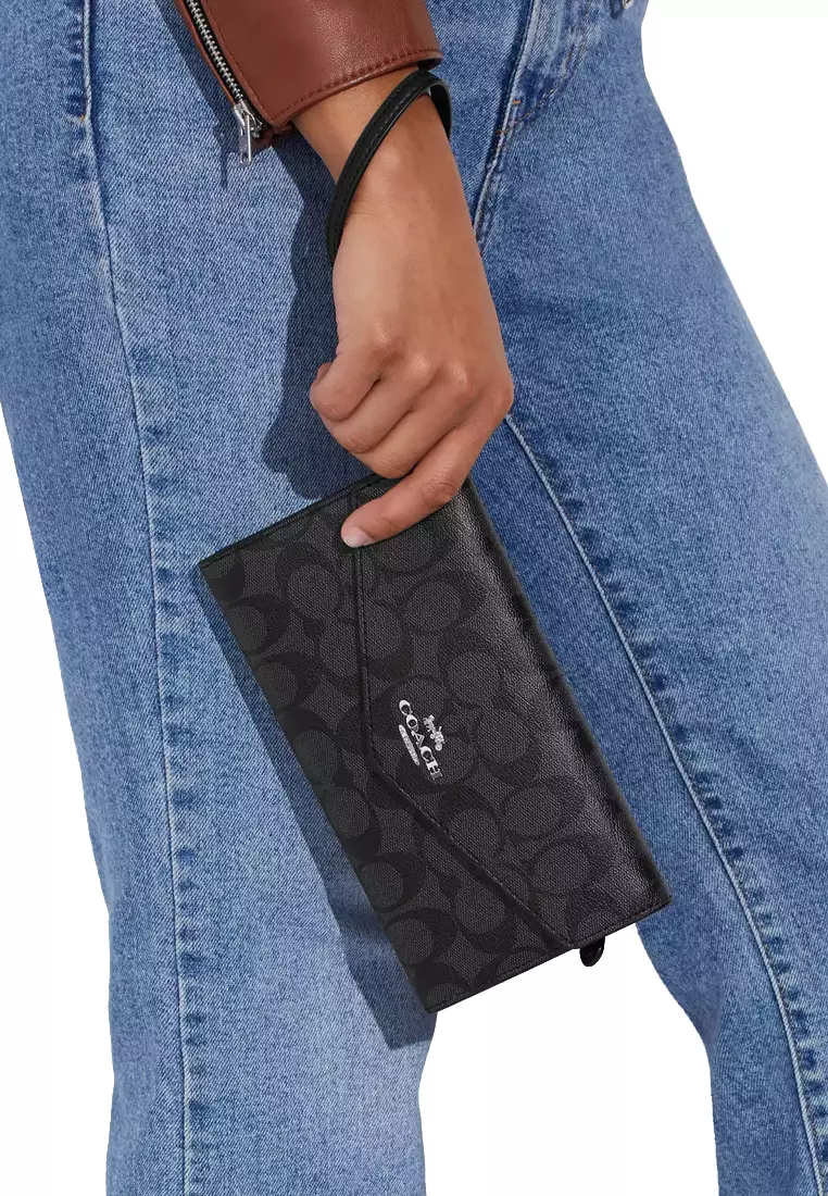 Buy Coach Coach Travel Envelope Wallet In Signature Canvas in Graphite