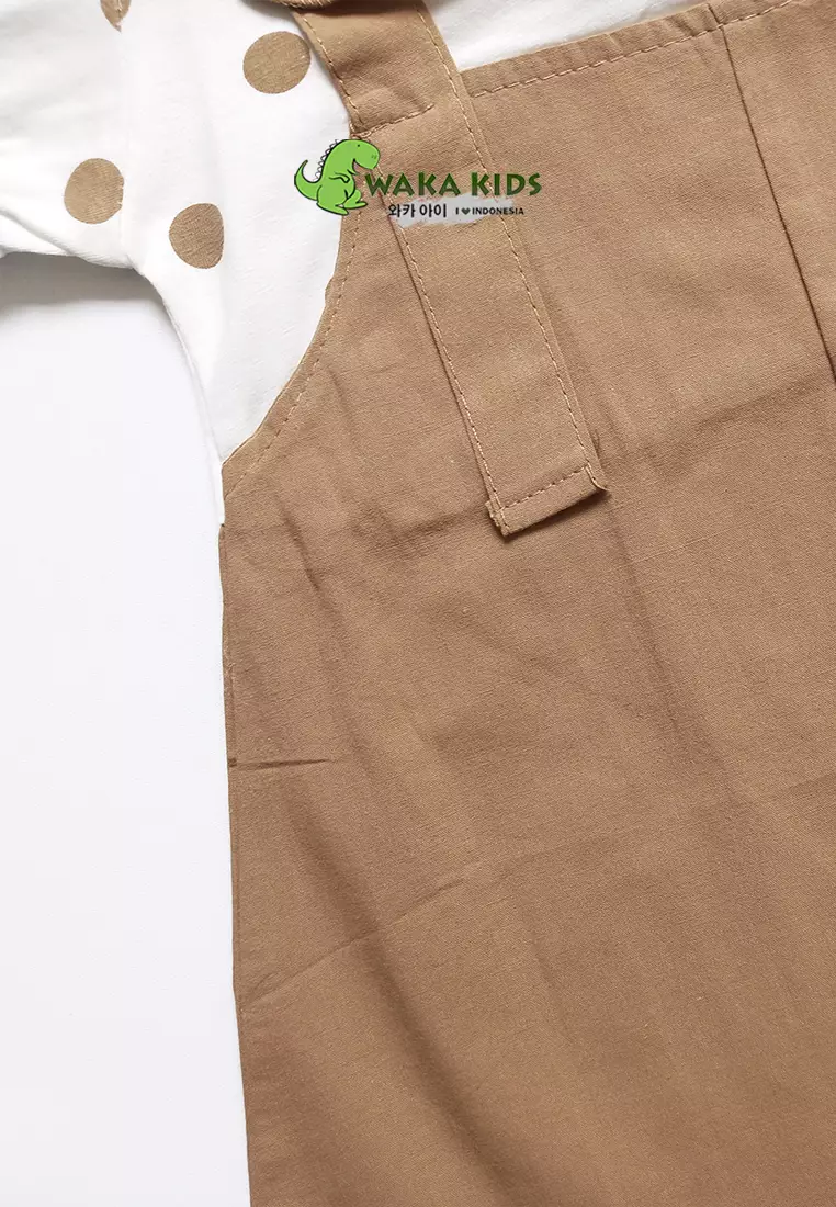 Wakakids Dress Bayi Anak Perempuan Lengan Pendek Katun Polkadot Lucky Bear 4487 Venrc Akula Pink