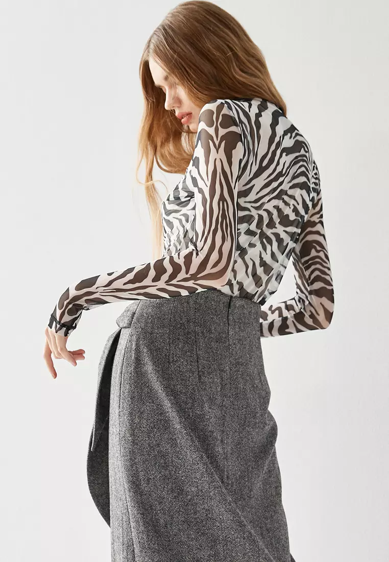 Zebra Print Turtle Neck Top