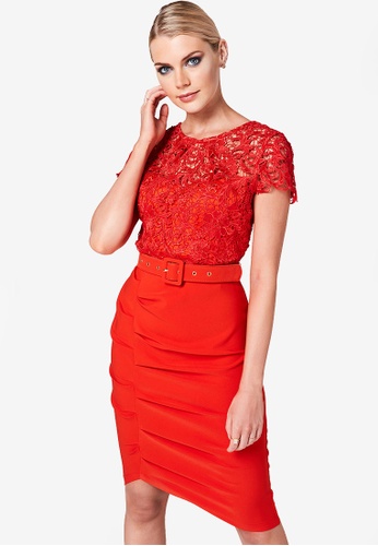 Buy Paper Dolls 2 In 1 Belted Lace Dress Zalora Hk