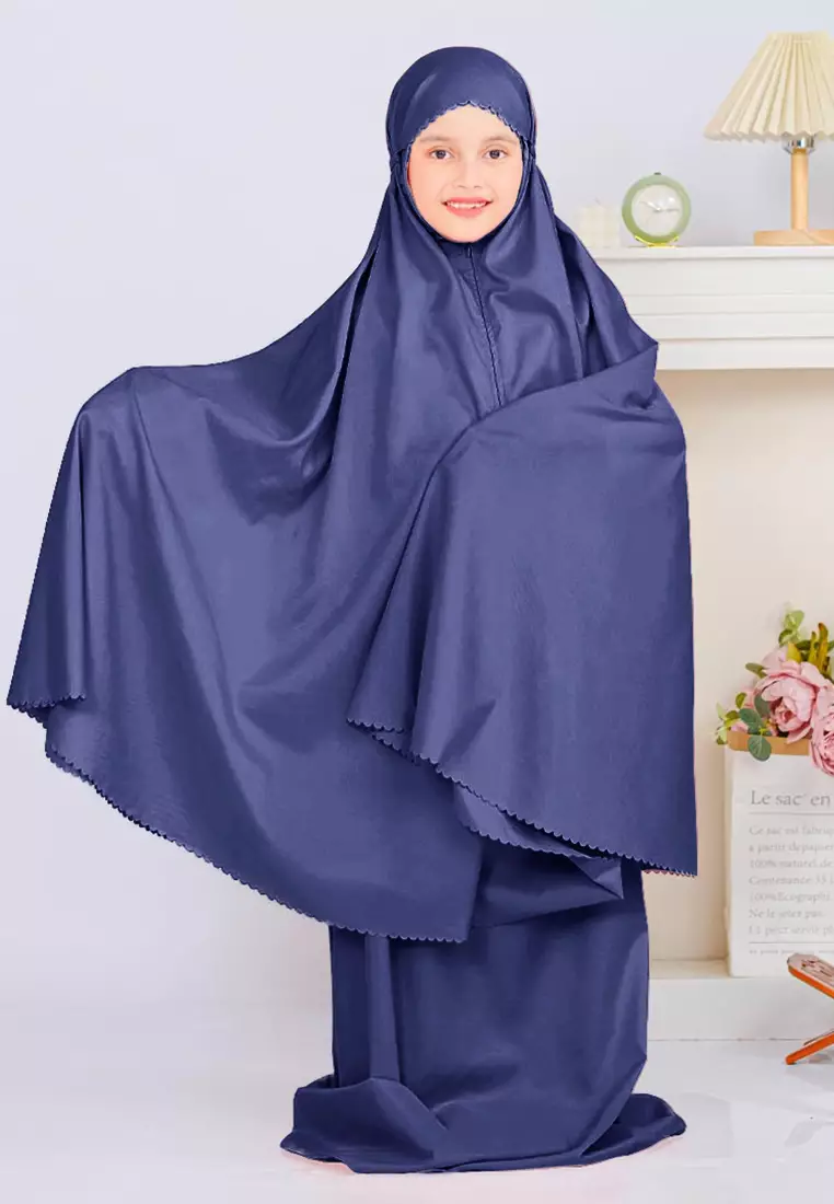 Zelena - Mukena Basic Sabira Lasercut 2in1 Prayer Set - Anak