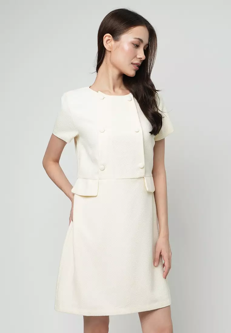 Valentine Printed Shift Dress with Button Details
