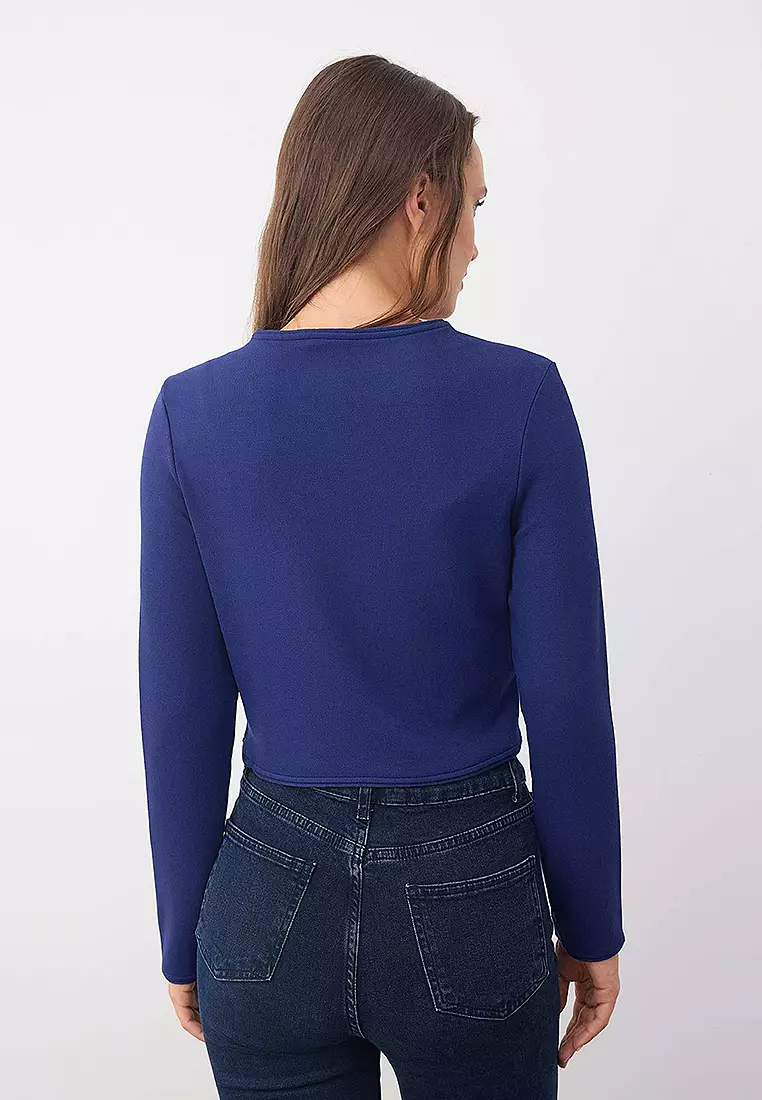 Button and Pocket Detailed Knit Jacket