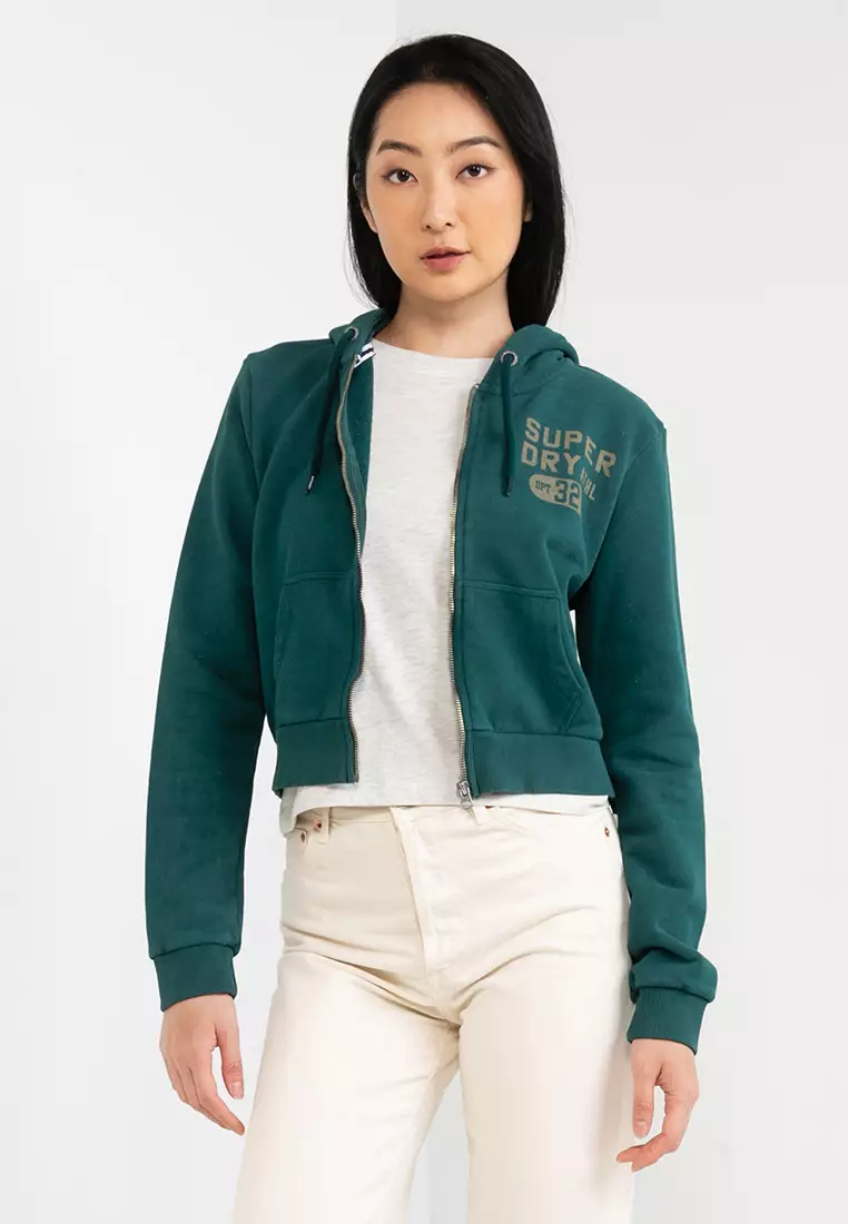 cropped zip up jacket athletic