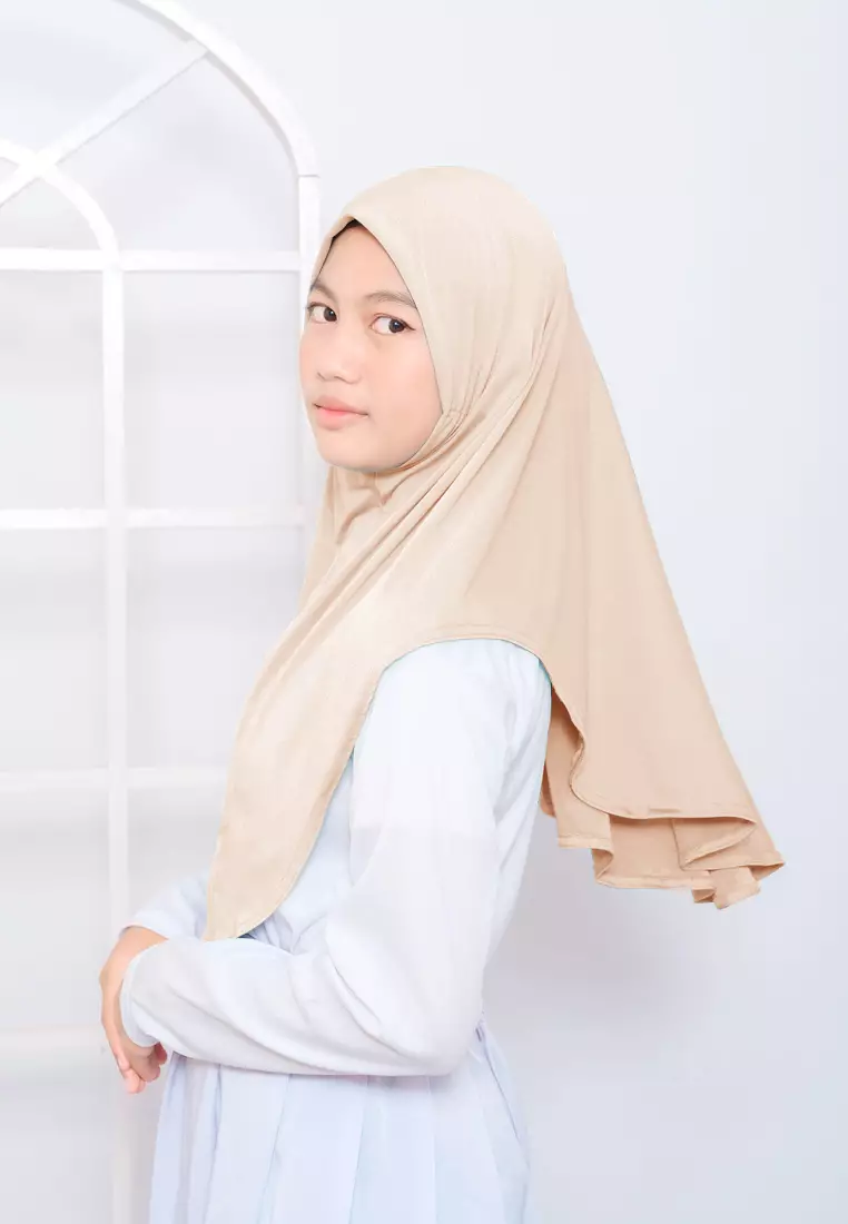 Cotton Bee - Hijab Instan Anak | Zura Tali Bergo Non Pad - Nude - XL 