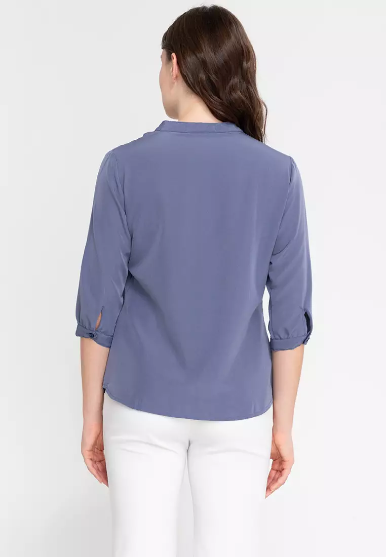 Lars Mandarin Collar 3/4 Sleeve Top