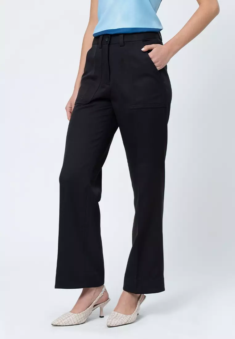 Paisley Embroidered Pocket Flap Detail Pants