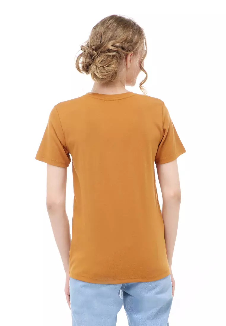 Genevie Kaos Kasual Wanita Lengan Pendek You Will Be Material Cotton ORIGINAL - Mustard
