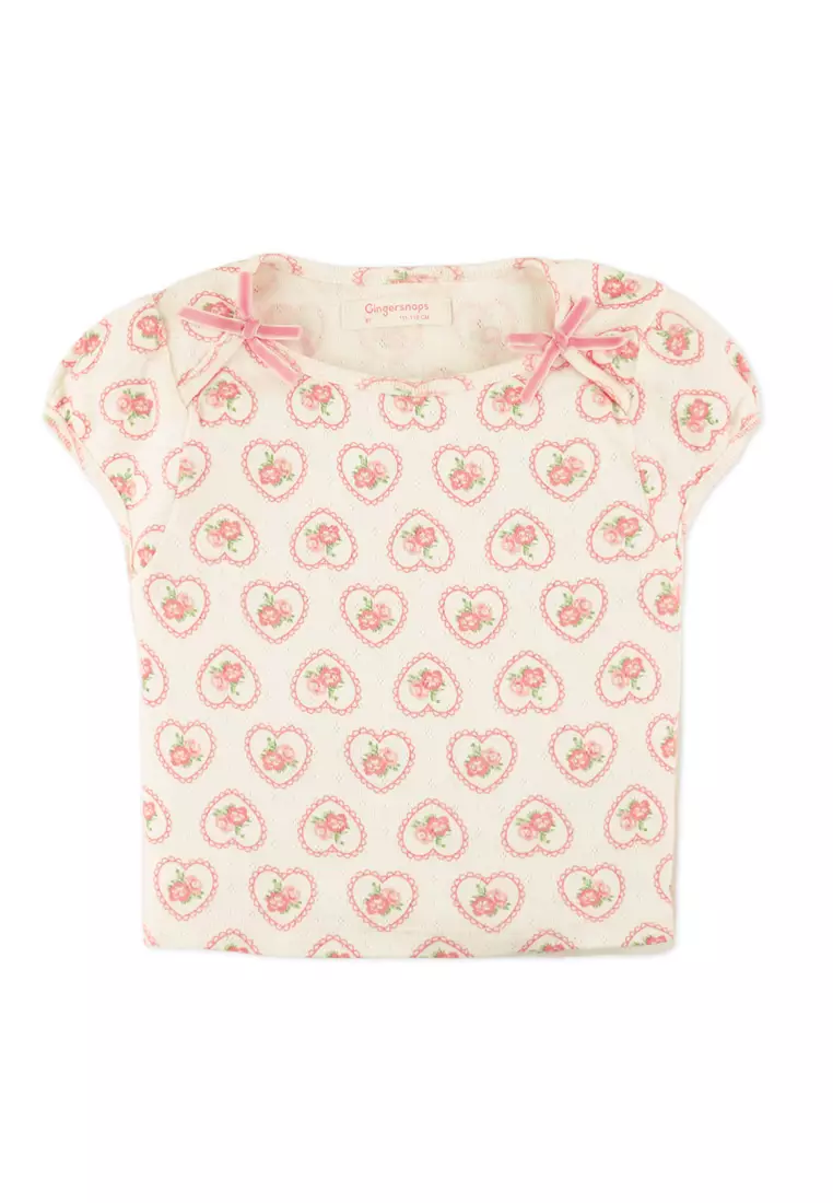 Rosie Printed Pointelle Skort Set with Bows