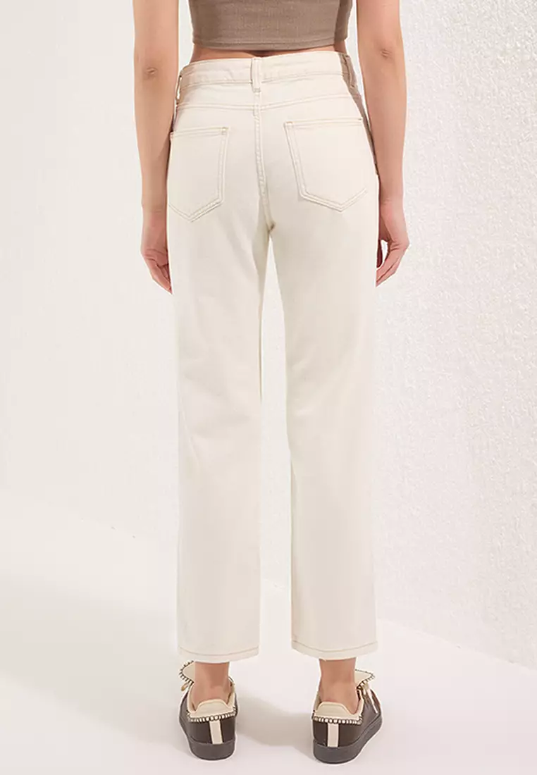 White High Waist Straight Jeans Twoss25Je00106