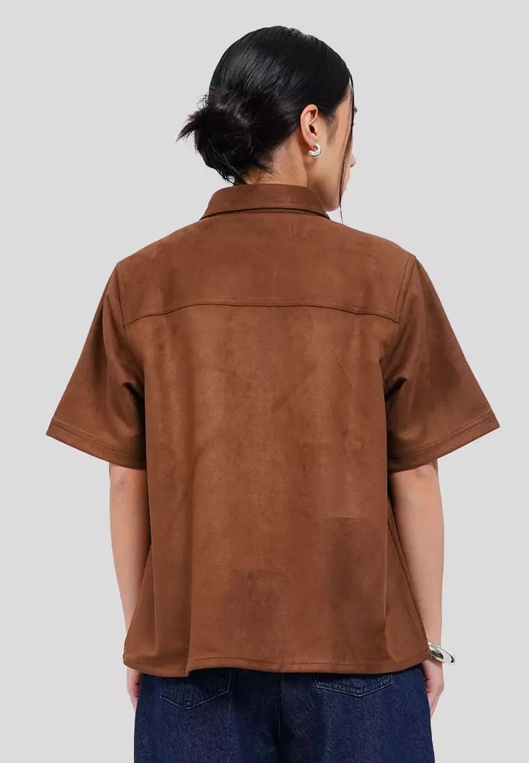 Short Sleeve Suede Shirt