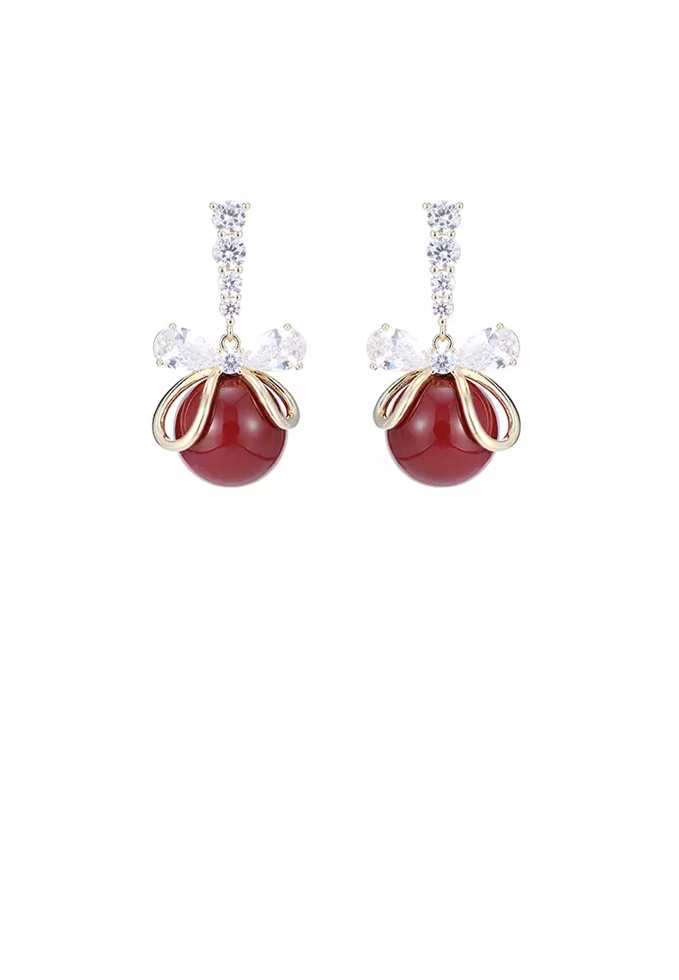 Red best sale pearl earrings