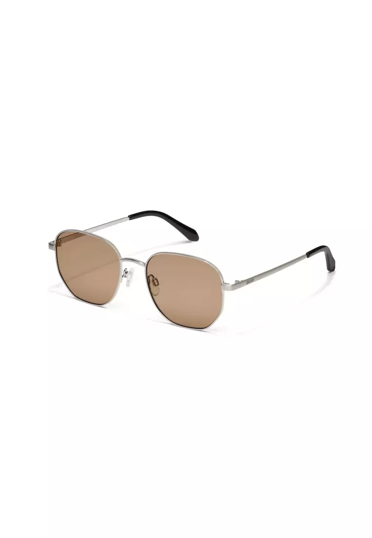 QUAY Big Time Sunglasses - Brushed Silver/Tan