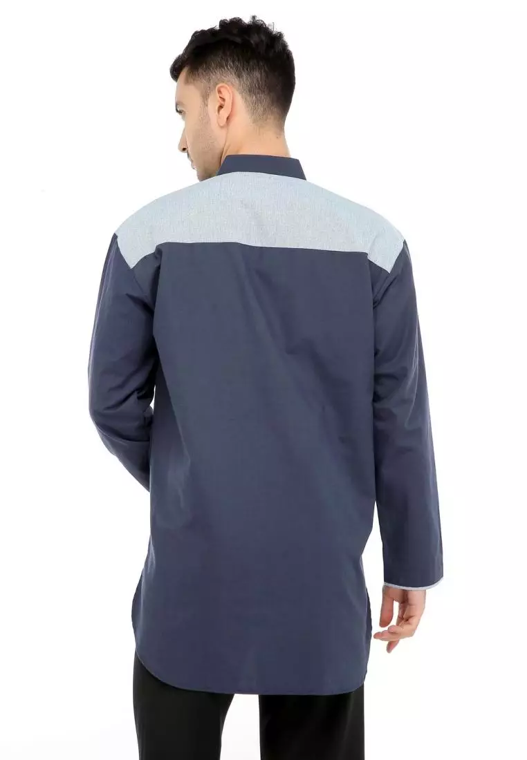 Baju Koko Gamis Muslim Pria Asraf - Navy