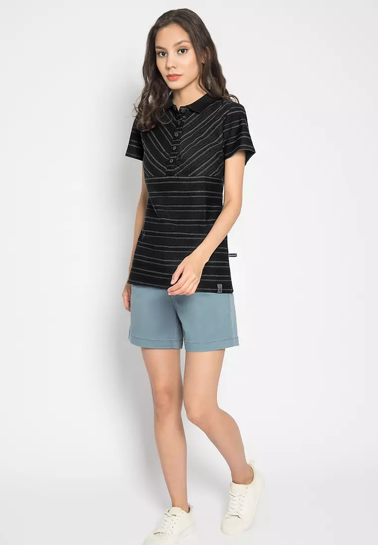 LGS - Kaos Casual Wanita - Lengan Pendek - Motif Garis-Garis - LLTS.520.HD143B.004.7C