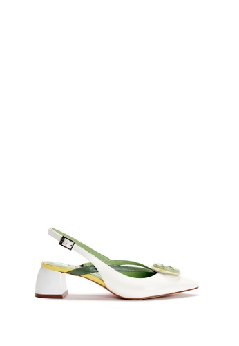 House of Avenues white Ladies Patent Leather Slingback Pumps 5506 White 8F802SH29F51DDGS_1